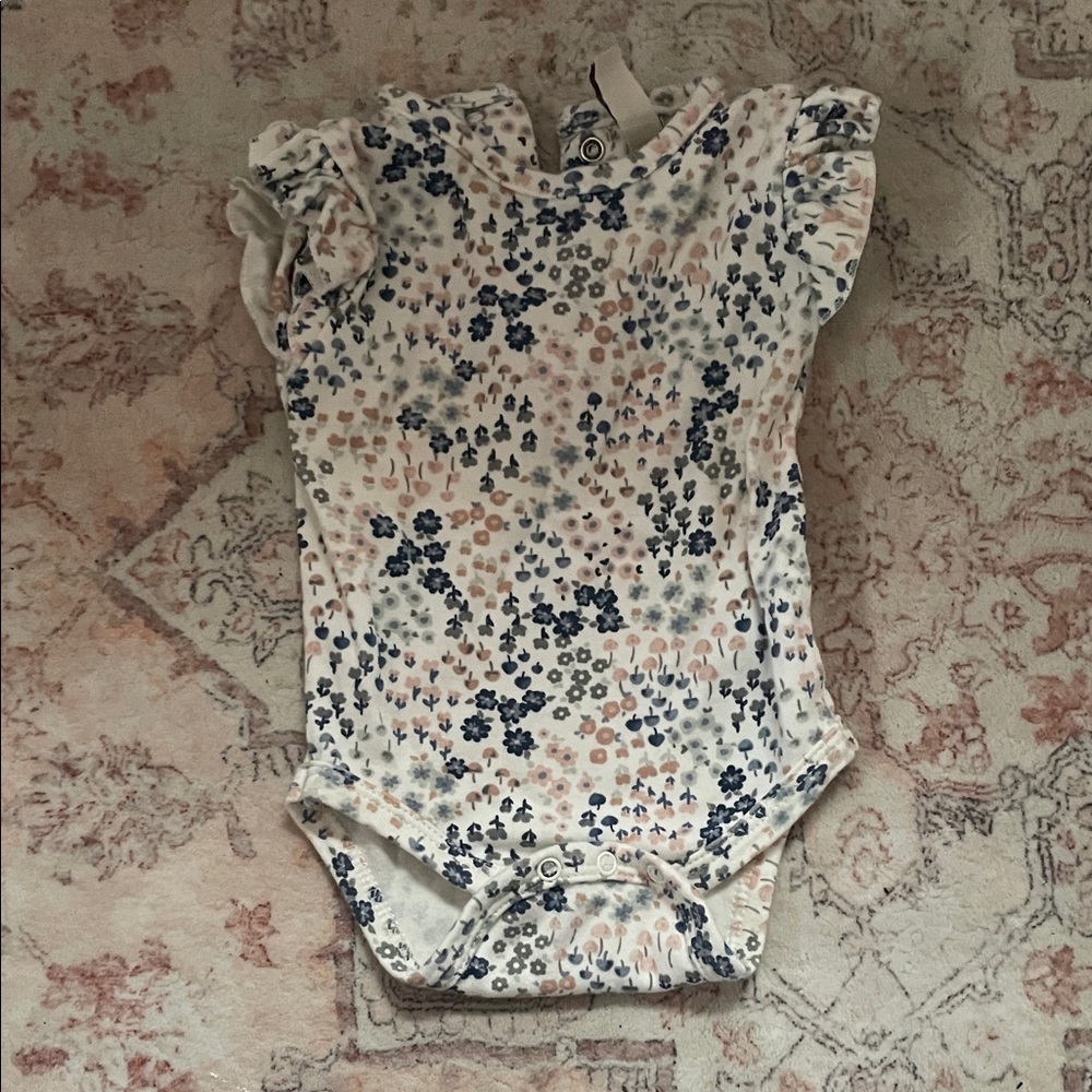 Chick Pea Floral Print Bodysuit - Blue and Pink